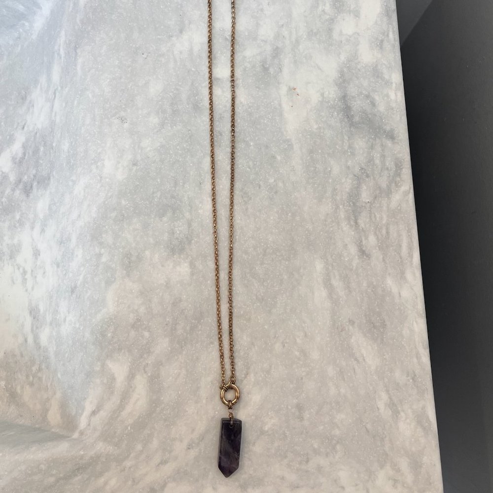 Gold Necklace with Amethyst stone